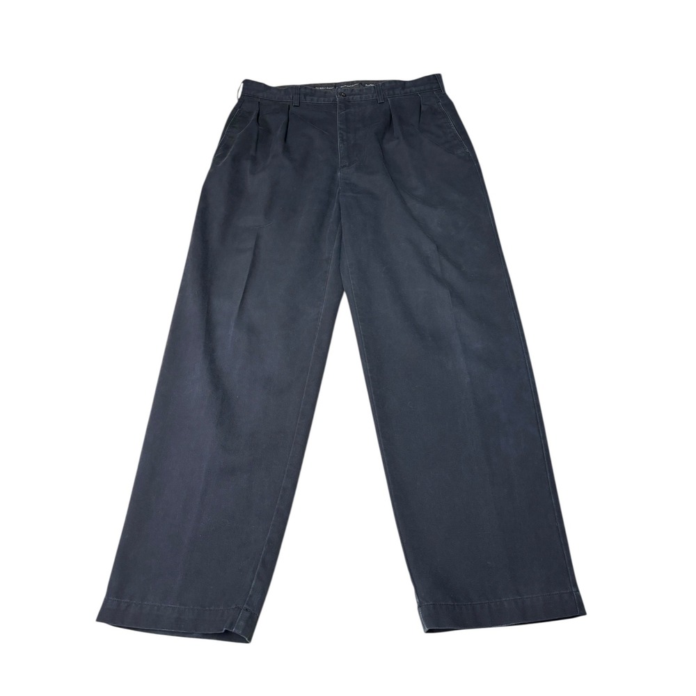 Vintage Polo Ralph Lauren Mens Classic Fit Pleated Chinos Dark Gray 35x30 Cotton